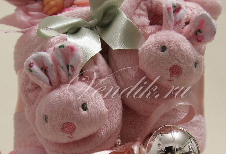 Подарок на рождение для девочки.Торт из памперсов " Розовые сны " (Коллекция VIP"Изящные подарки" )