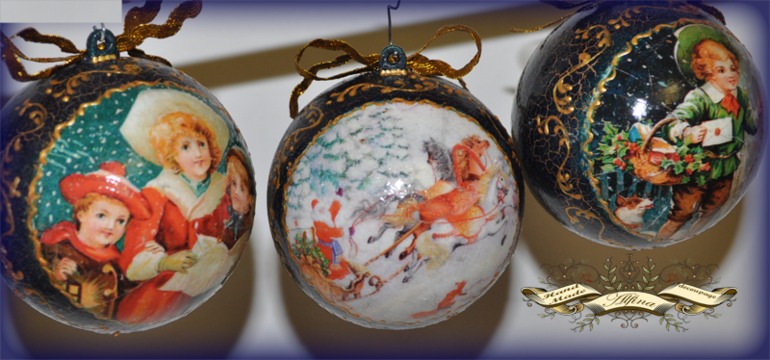 Комплект и грушек на елку "Винтажное детство в Рождество"