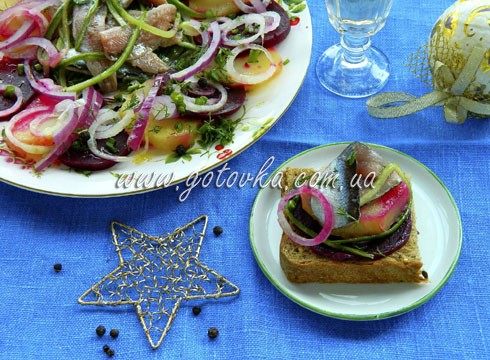 Закуска из свеклы с анчоусами