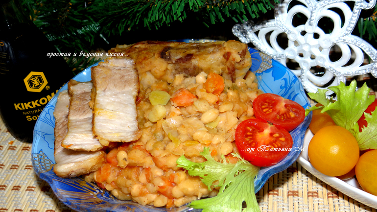 Тушеная фасоль со свиными ребрами