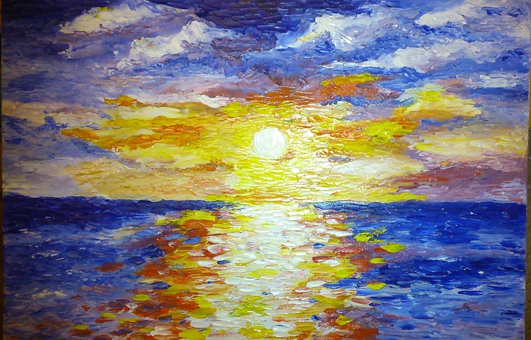 Закат, масло, первое