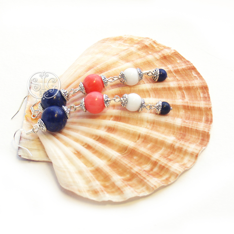 "Морское настроение" - бусы и серьги