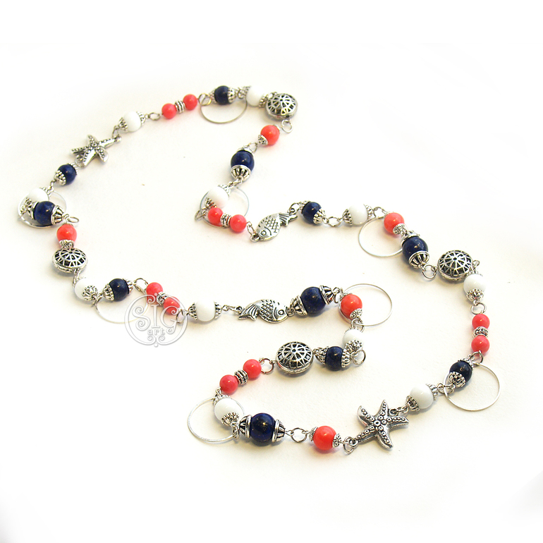 "Морское настроение" - бусы и серьги