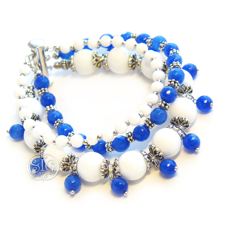 "Девушка в тельняшке" - браслет и серьги