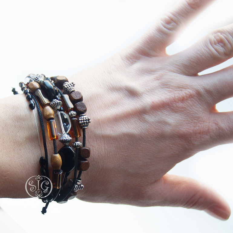 "Вечерний лес" - браслет-фенечка