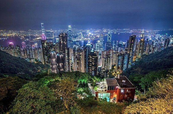 Вид на Гонконг с пика Виктория, Китай