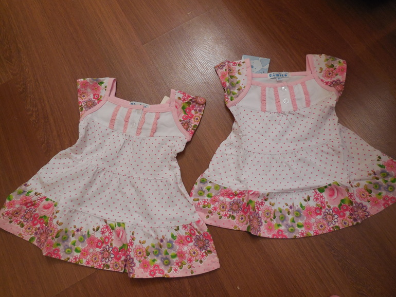 Платья летние для девочек-двойняшек, новые, размер 80