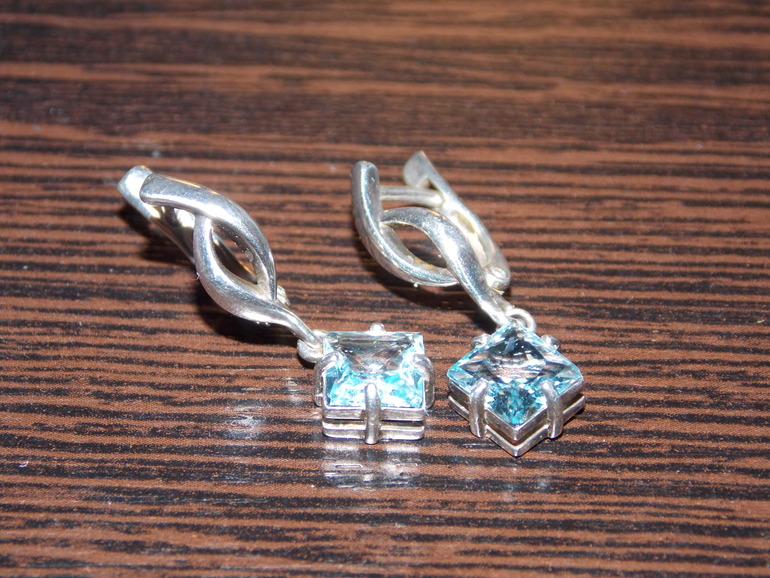Серьги серебро+топаз
