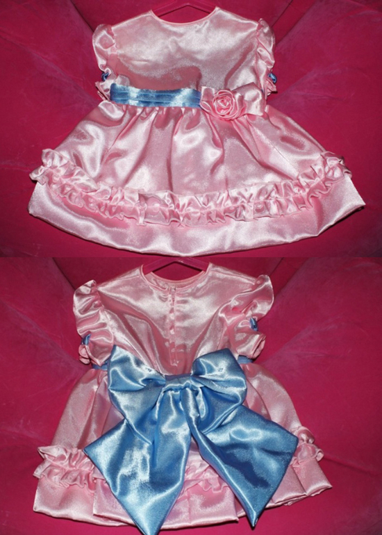 Розовое платье с голубым бантом. 500 руб Одели 1 раз на ДР