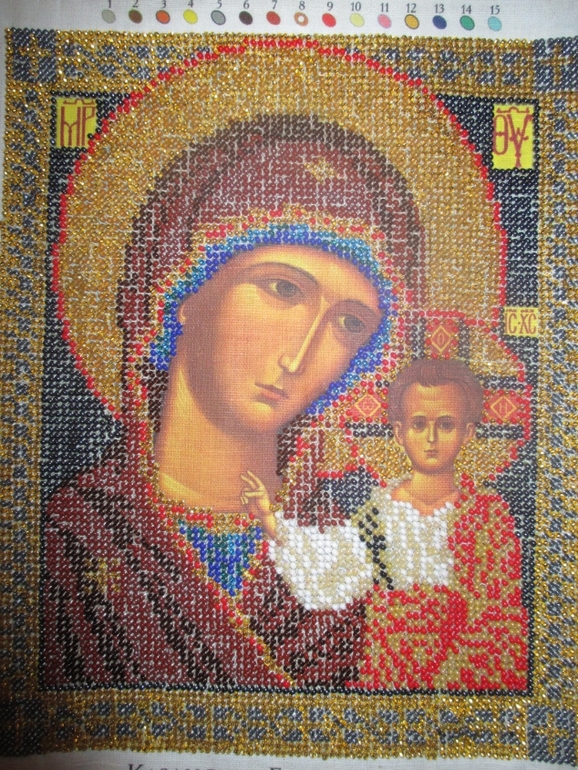 закончила))Икона Казанская)
