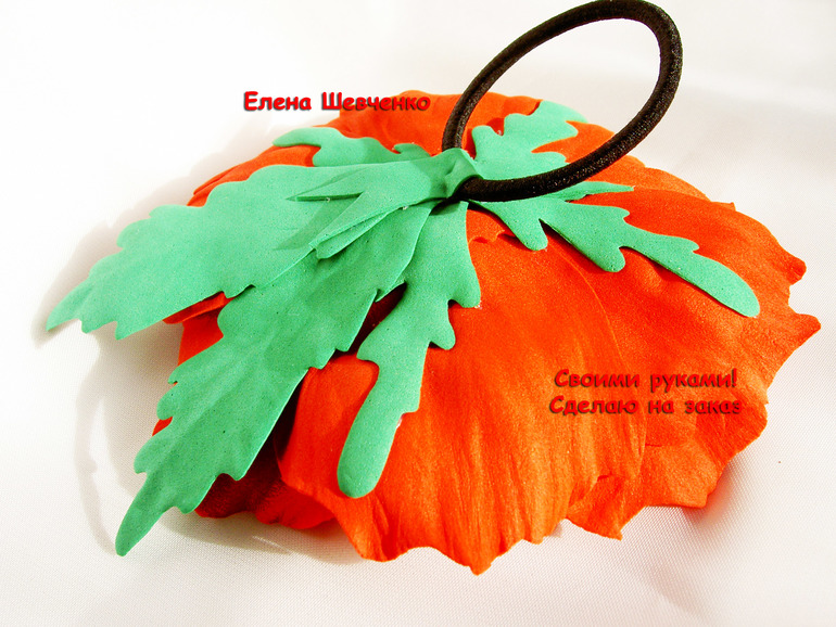 Красный мак и Лимонная роза - резиночки для волос из искусственной замши