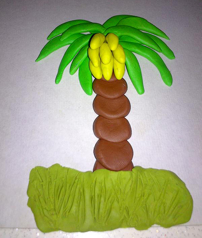 Пластилиновая живопись с детьми - рисуем пальму с бананами (мастер-класс)