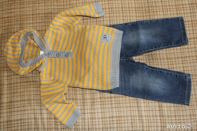 Комплект свитер и джинсы, 6-12 месяцев