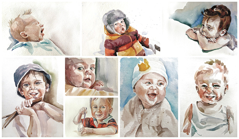 Портреты акварелью на заказ