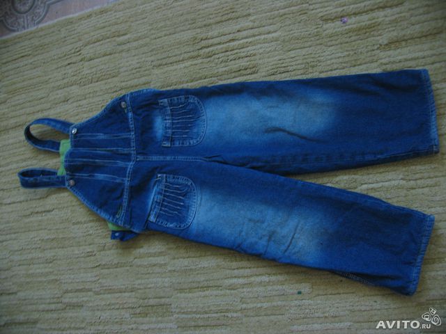 П/комбез на флисе джинсовый /б/у пару раз,400р