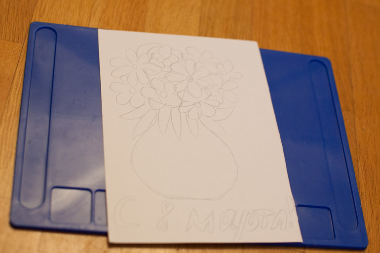 Пластилиновая открытка на 8 марта