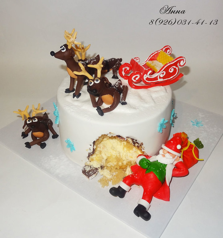 Торт "Новогодний. Объевшийся Санта Клаус"