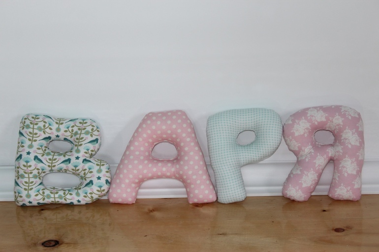 Буквы из ткани.