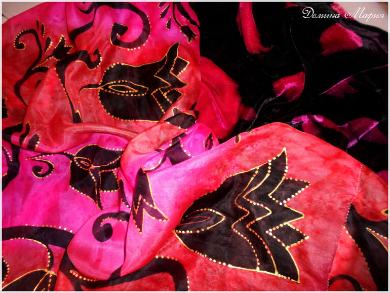 Бархатно-шелковый снуд "Волшебная ночь".