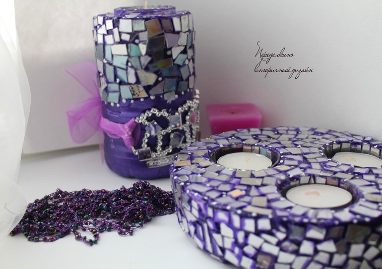 Подсвечник с нуля, для садового декора. Отлит из алебастра.