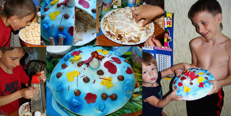 Приготовление торта с детками