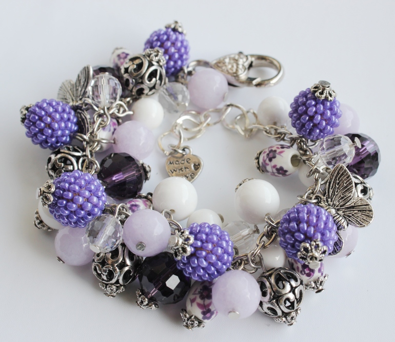 Браслет "Сиренево-белый-2"