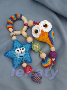 Слингонабор "Совушки-валентинки"(Бусы + грызунок-погремушка)