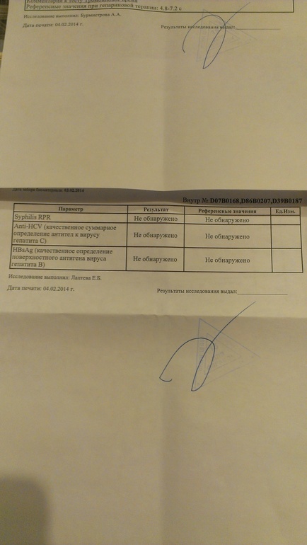 Анализы на первый приём.Часть 2.