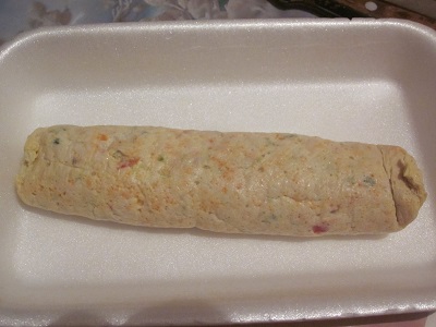 Паровая куриная колбаска с овощами.