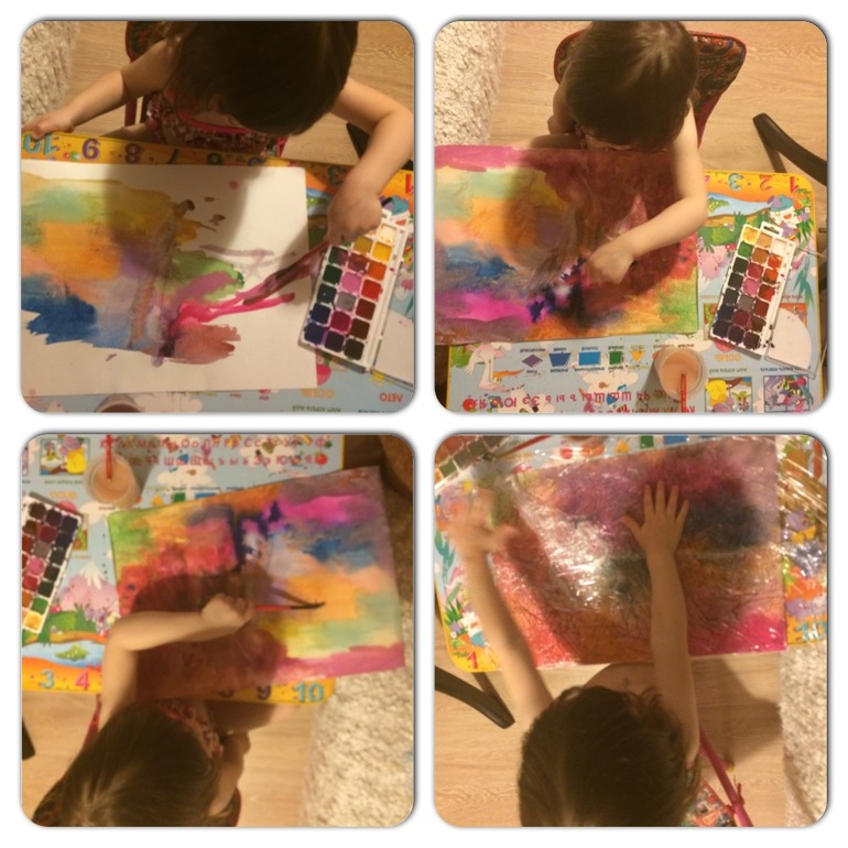 Художка он-лайн. Акварель и полиэтилен.