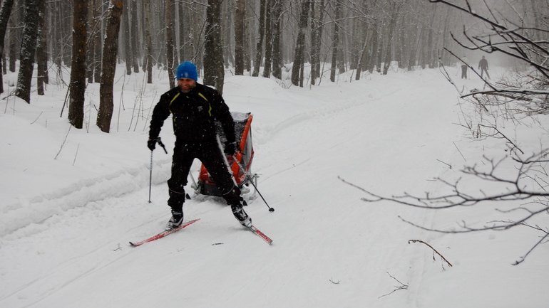 Вариант тренировки молодых родителей фанатично любящим беговые лыжи