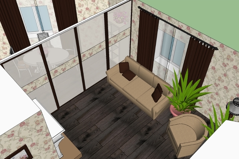 Кухня-столовая-гостинная