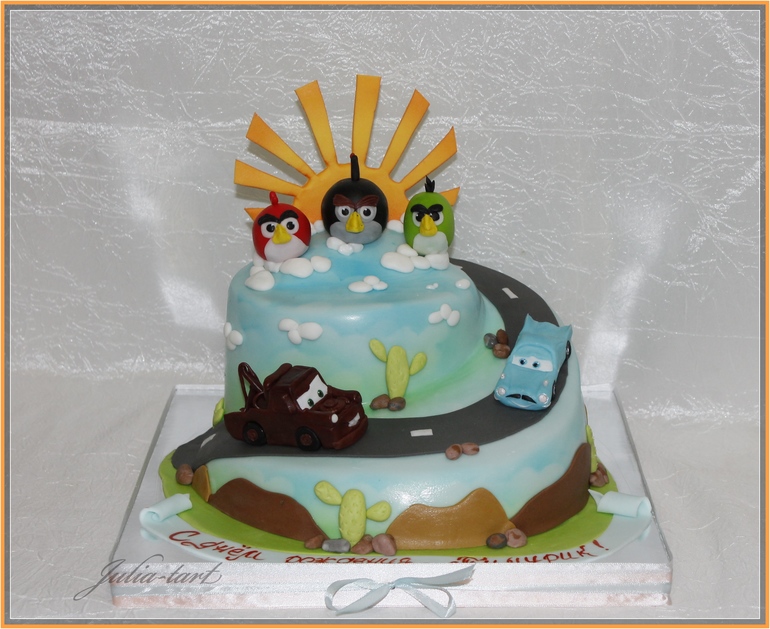 Торт " Тачки-птички")))