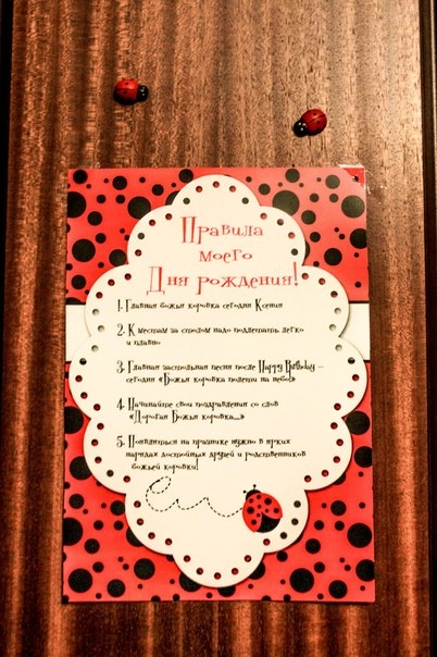 Оформление дня рождения в стиле "Божья коровка", бумажный вариант