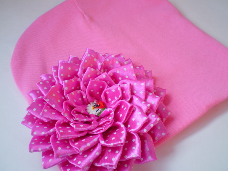 Детские летние трикотажные шапочки с цветами