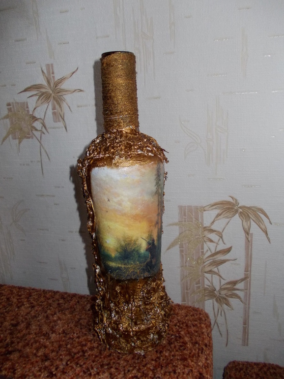 Бутылка в технике "Терра"