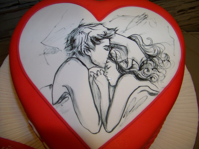 Торты к дню влюбленных (роспись)