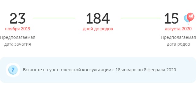 Калькулятор даты родов