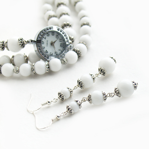 Белоснежный комплект "Шарики белого пломбира" (агат)