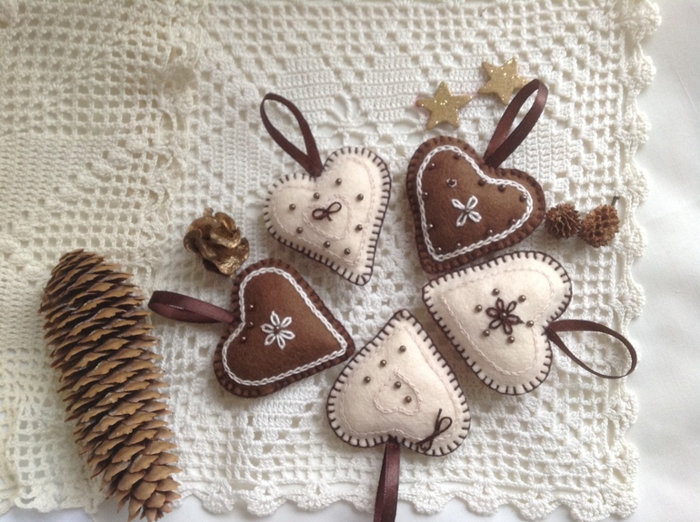 Подарки к Новому Году, ручная работа, игрушки из фетра, декупаж!