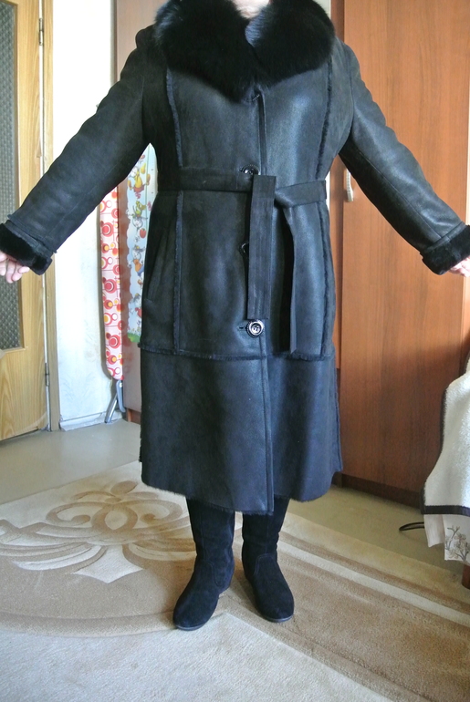 Дубленка женская отделка мехом писца 54 размер