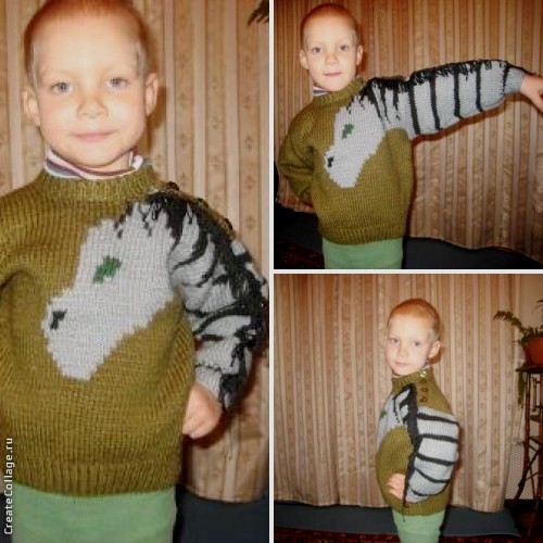 Кофта с оленями, котожилет и свитр- зебра для сына