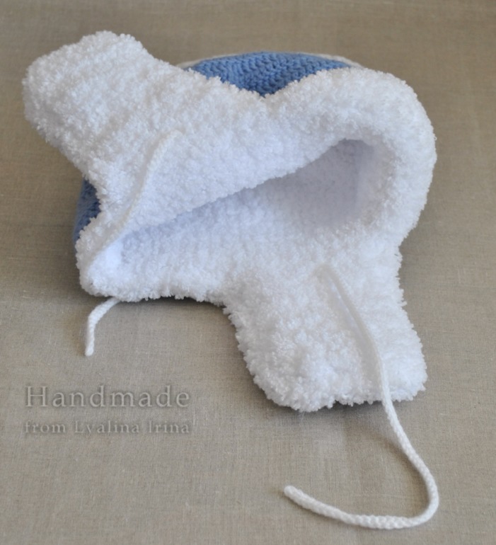 Зимняя шапочка-ушанка Изморозь (по описанию Марины Трикоз)