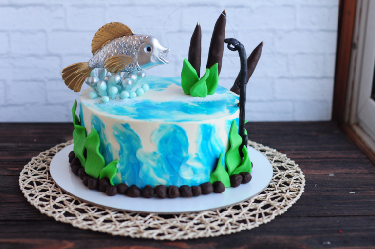 Торт для рыбака на день рождения фото