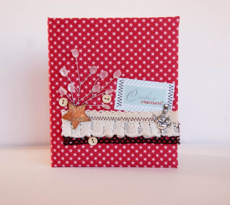 Новогодняя текстильная открытка