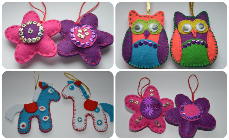 Игрушки на ёлку из фетра