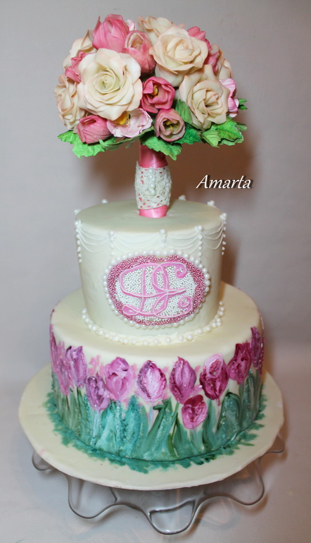 Свадебный с тюльпанами.Букет невесты.