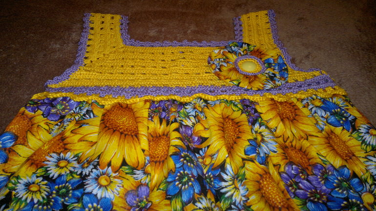 Летне-осеннее платье- комбинированное.