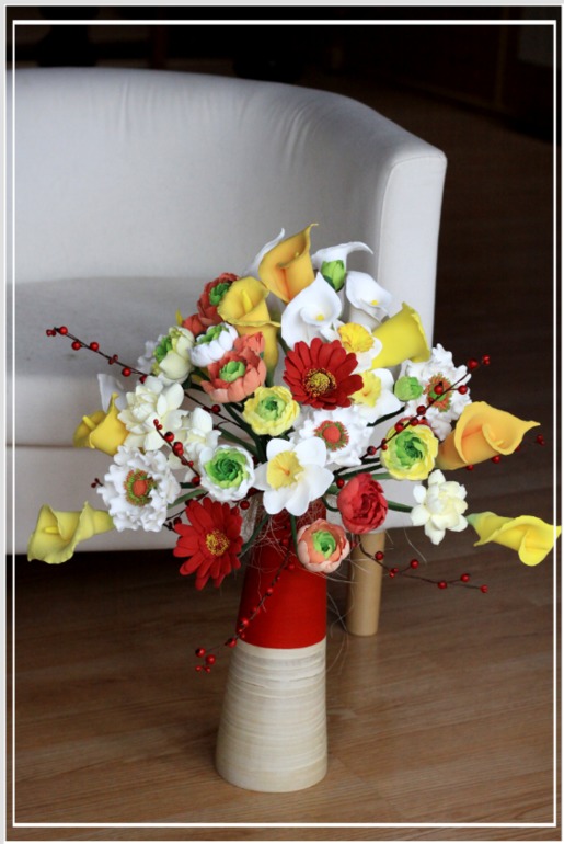 Большой букет из легкой глины