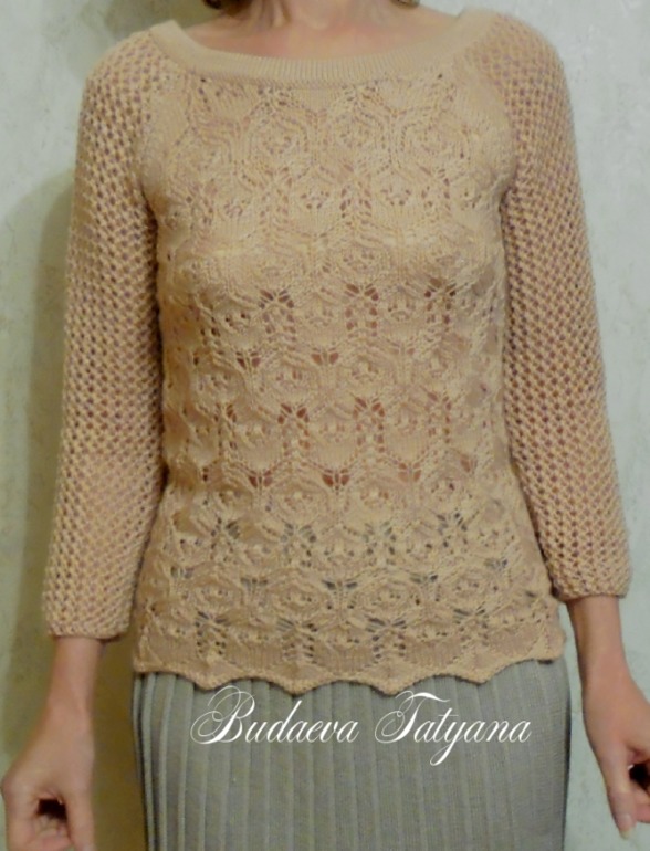 Пуловер "Пёрышки в ажуре"